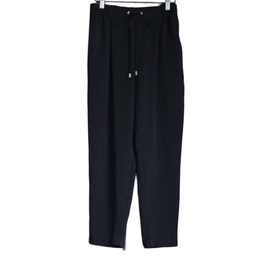 Zara | NWOT Black Elastic Waist, Tapered Pants w Waist Tie